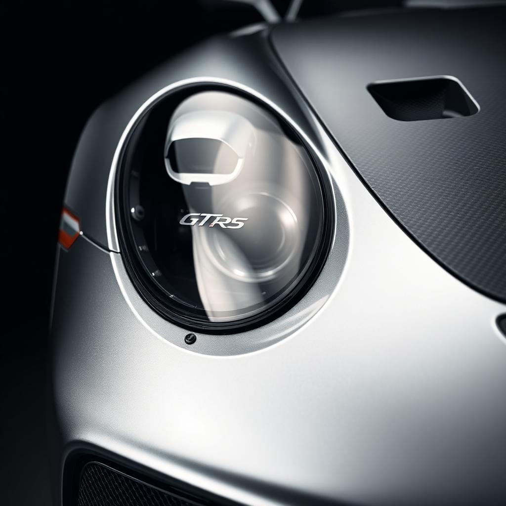 Silver Porsche GT3 RS headlight detail
